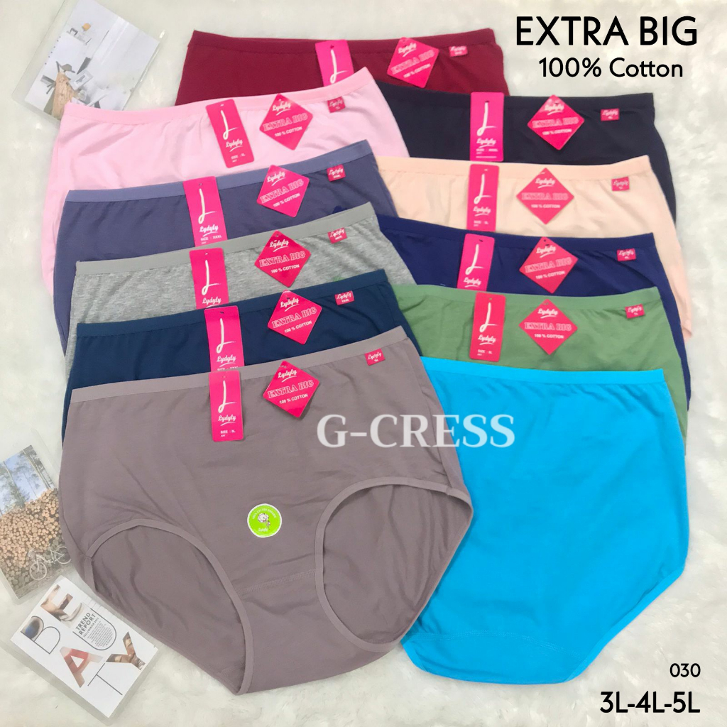 Celana Dalam Wanita Lydyly Dewasa JUMBO XXL, XXXL, XXXXL Sepinggang Polos Katun Karet Kecil CD Wanit