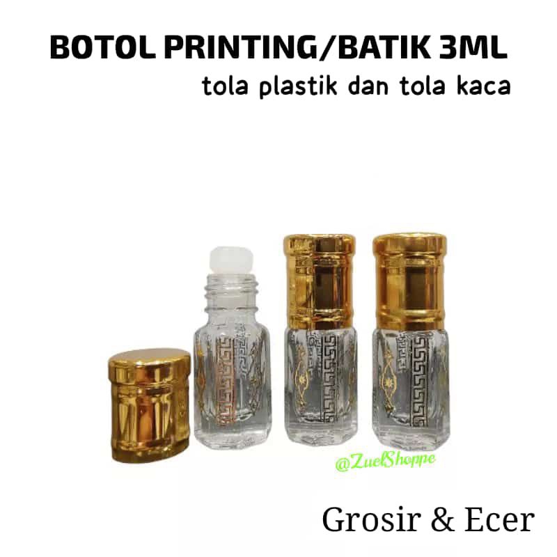 Botol Tola Batik | Printing 3ml dan 6ml | Tola Plastik dan Tola Kaca