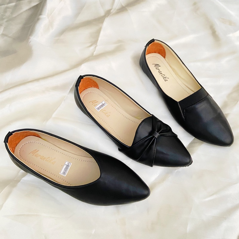 MARANTIKA BLACK // FLATSHOES BALET HITAM KERJA