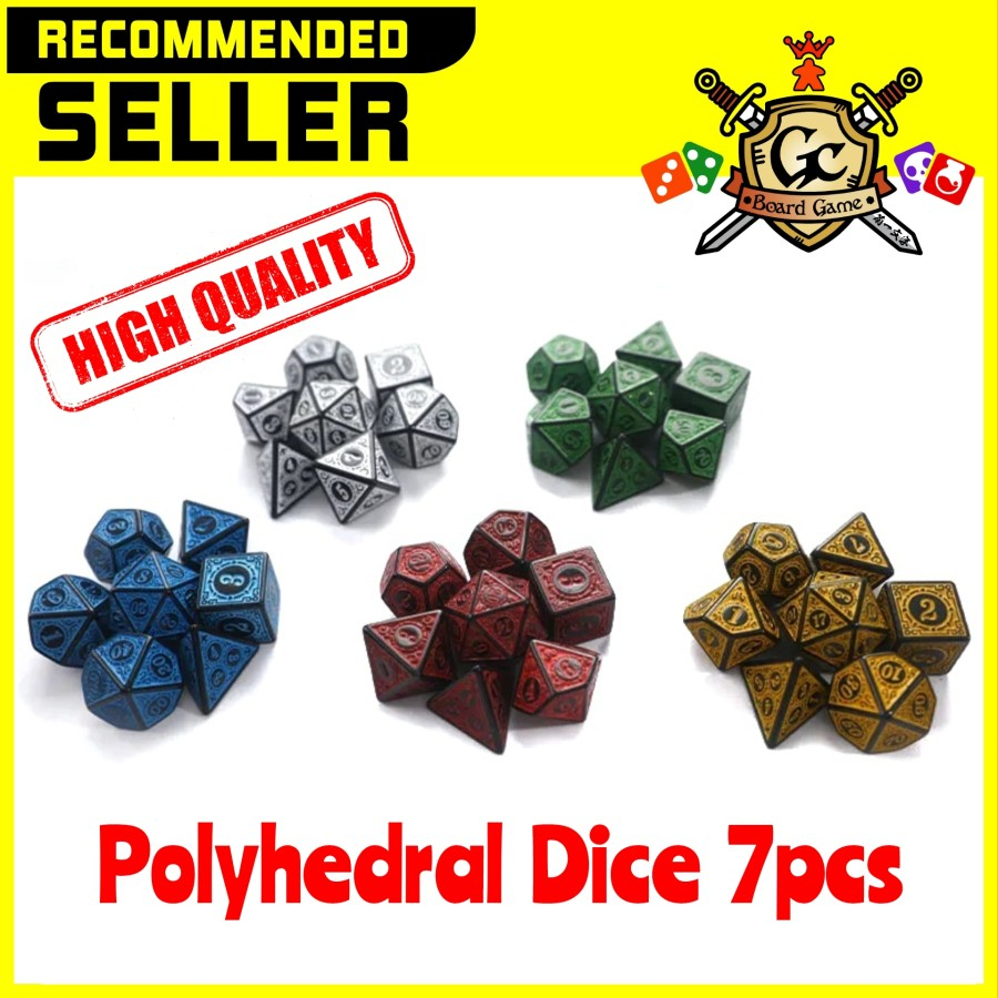 Carved Pattern Polyhedral Dice Dadu Board Game