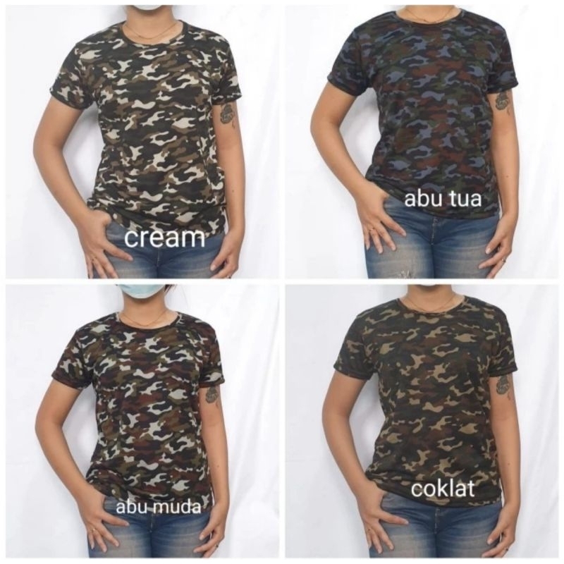 Kaos Loreng Wanita/Kaos Army Wanita/Kaos Murah