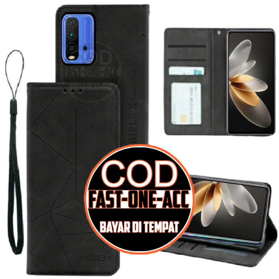 CASE HP REDMI 9T - CASING DOMPET MOTIF -FLIP COVER LEATHER-SARUNG HP
