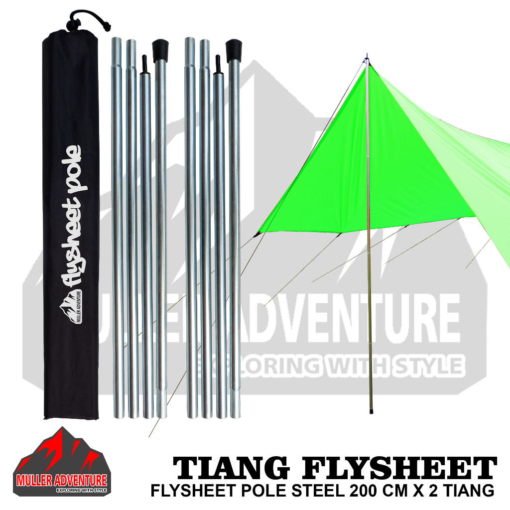 tiang flysheet tenda SEPASANG 200 cm x 2 tiang flysheet steel crhoom