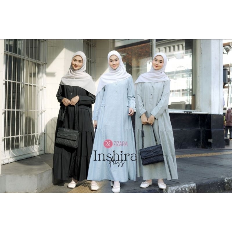 GAMIS POLOS BAHAN ADEM INSHIRA BY ZIZARA | Gamis Warna Biru Muda |