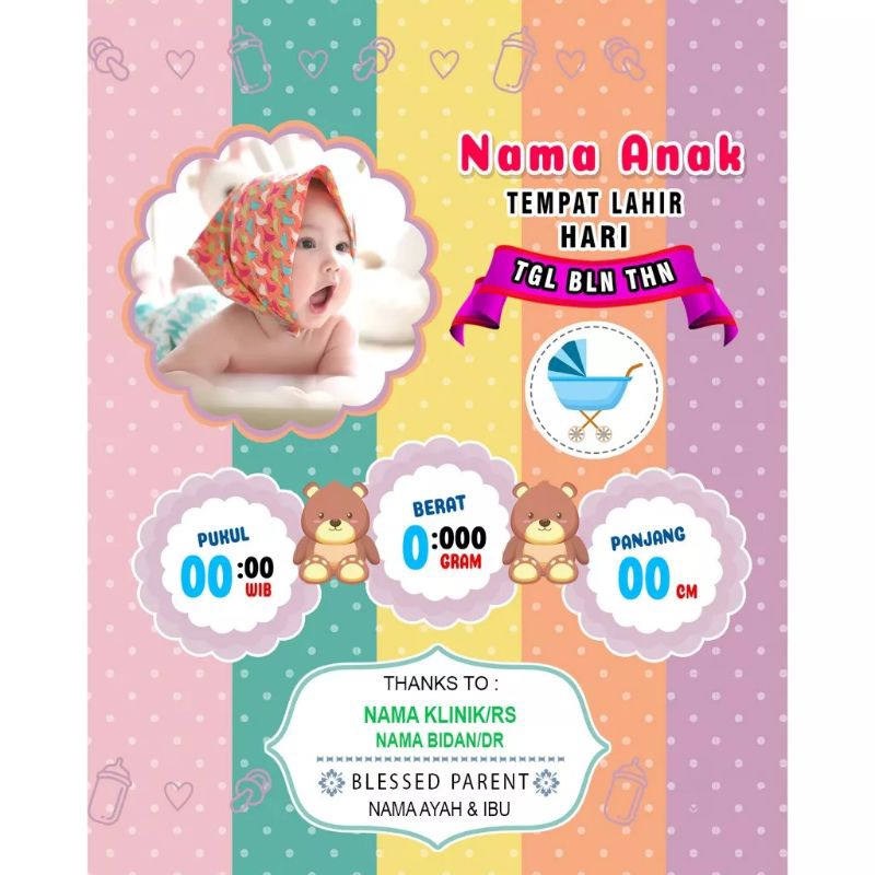 DESAIN NEWBORN/BIODATA ANAK [CETAK/CETAK+BINGKAI]
