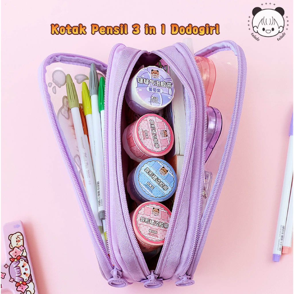 

Kotak Pensil Dodogirl 3 In 1 /Tempat Pena Pulpen Aesthetic Tld125