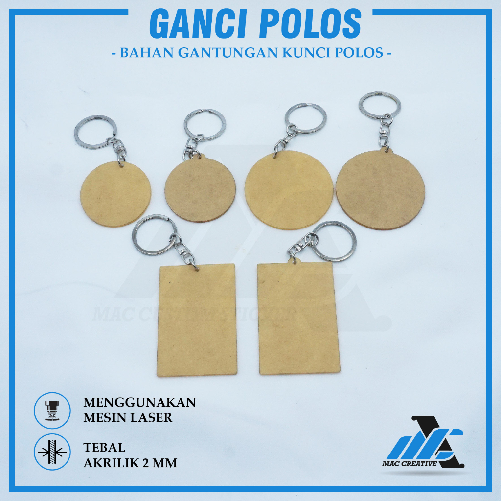 BAHAN GANTUNGAN KUNCI AKRILIK POLOS 2 MM - BAHAN GANTUNGAN KUNCI AKRILIK
