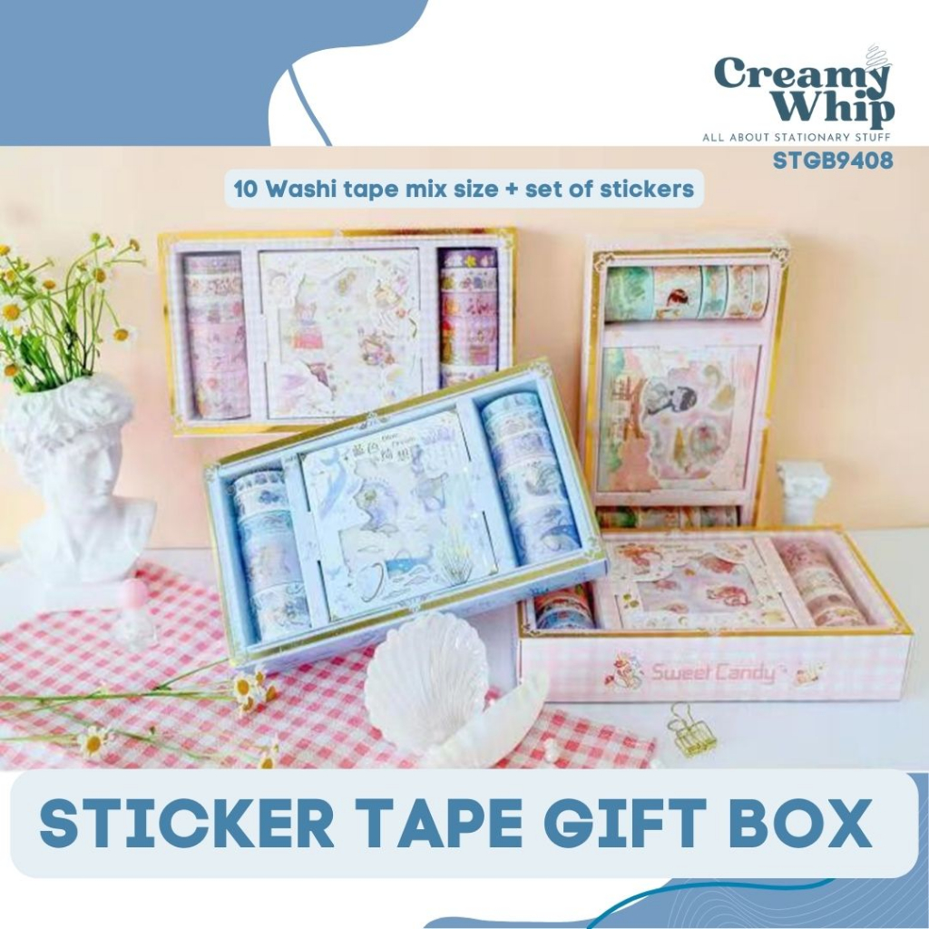 

Mix Collection Washi Tape and Sticker isi 10 + Sticker Set - Decorative Tape and Sticker Set Journaling Kit