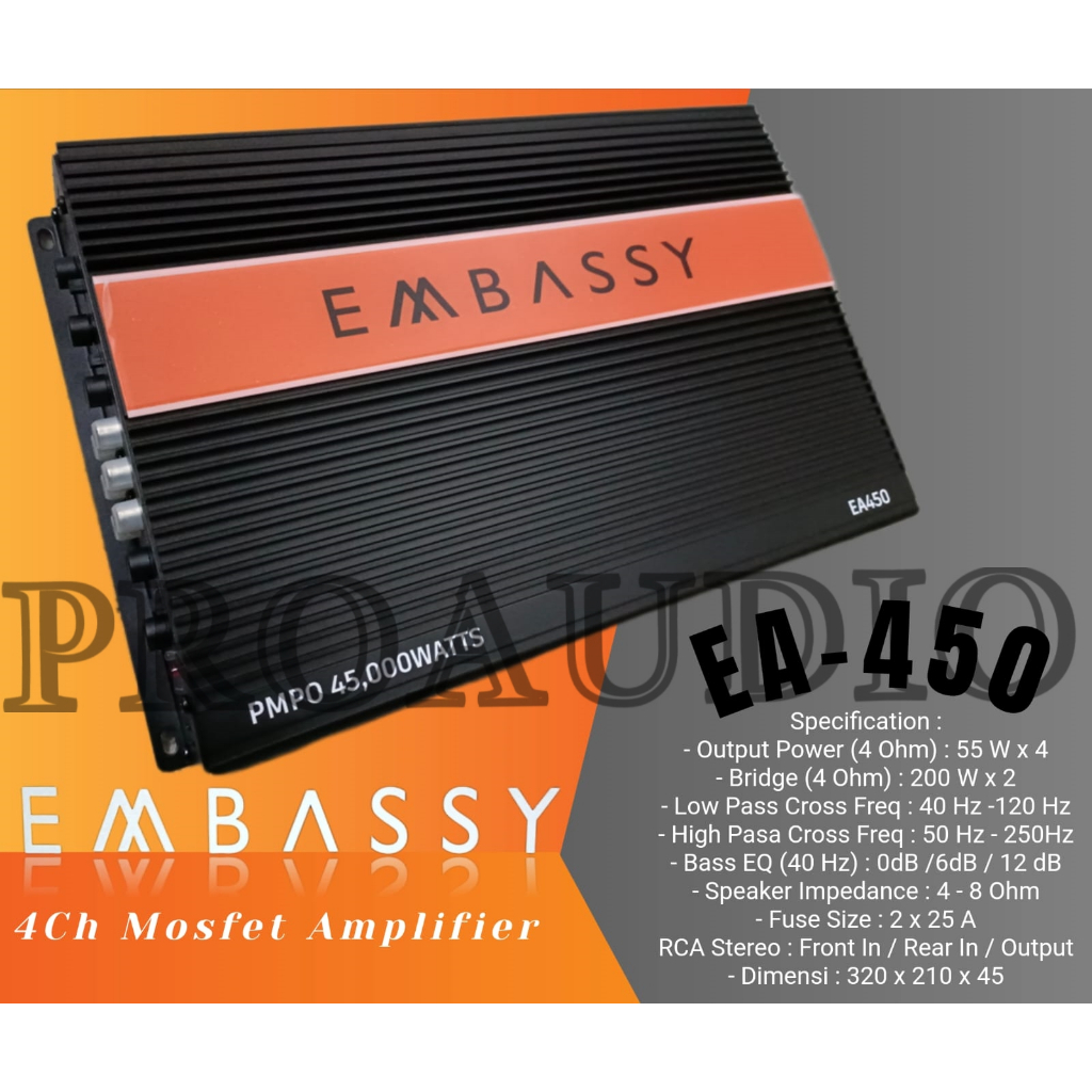 Power 4 Channel Embassy 45000 Watt EM-4500.4 EM 4500 4 EM4500 4 EA450 EA 450 ORIGINAL