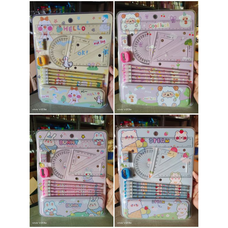 

Alat tulis set (lengkap+penggaris)