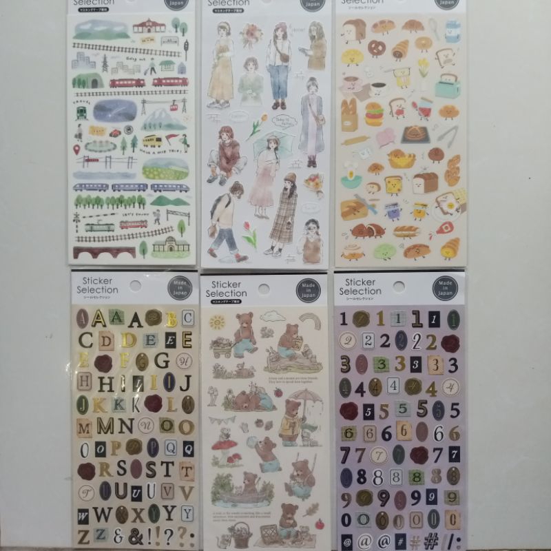 

Stiker ori Jepang, stiker untuk journal, stiker aesthetic, alphabet number