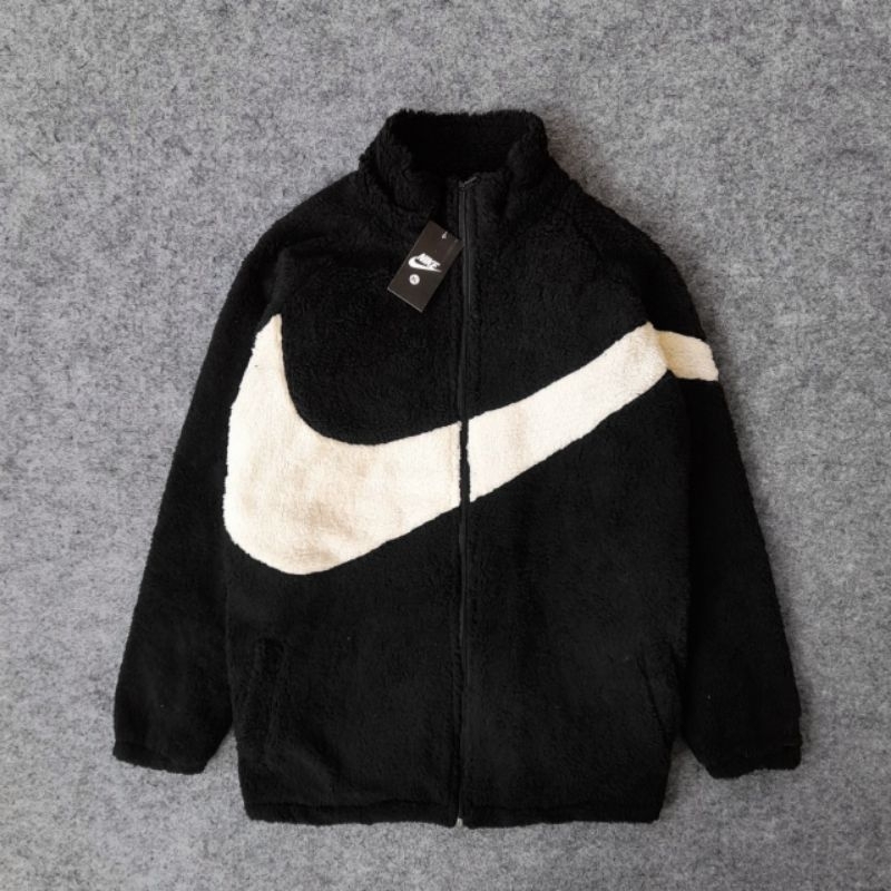 Jaket Sherpa Nike Logo Big Swoosh Premium