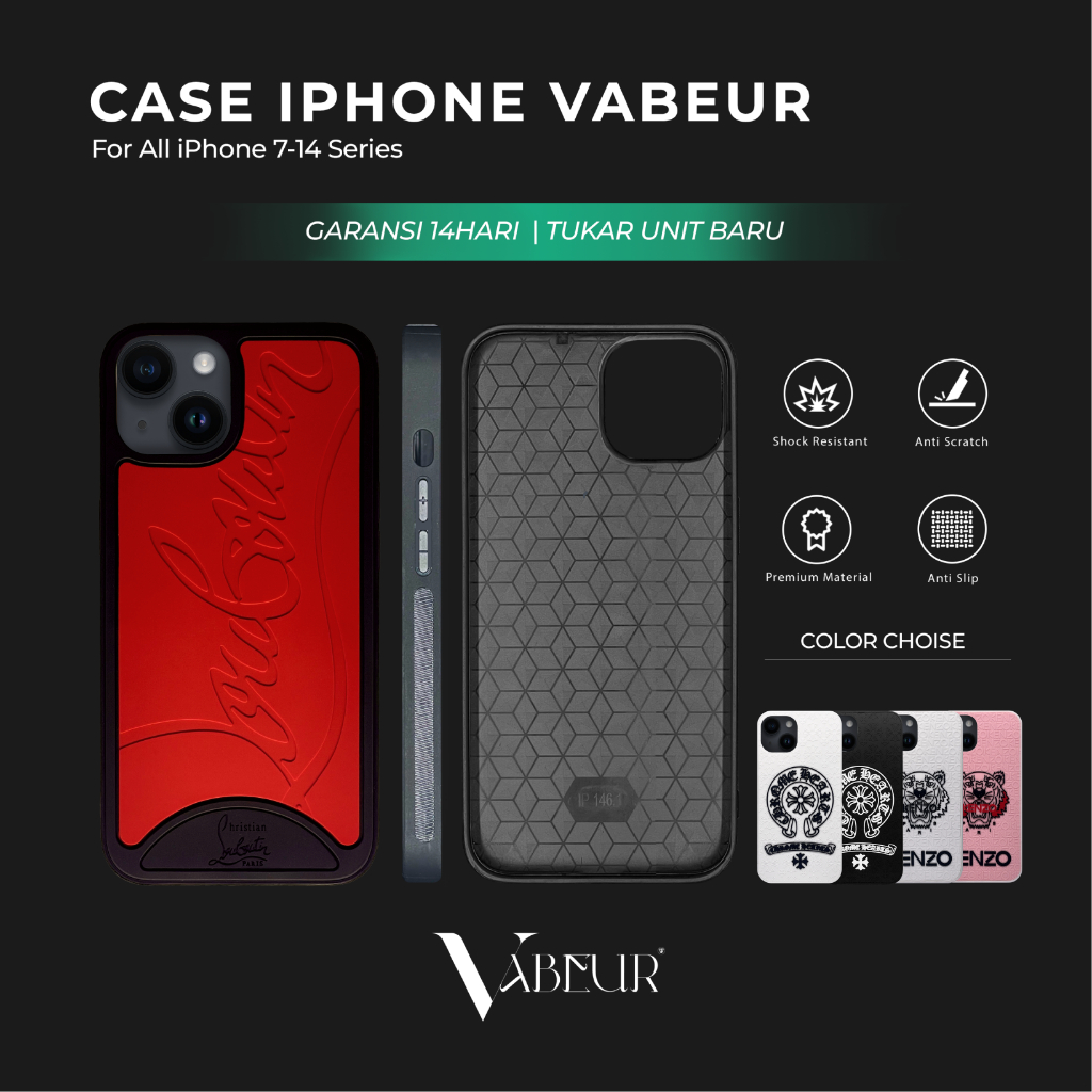 Case iPhone 3D Softcase Casing Timbul Unik Motif Louboutin warna merah iPhone 15 / 15 Pro / 15 Plus 