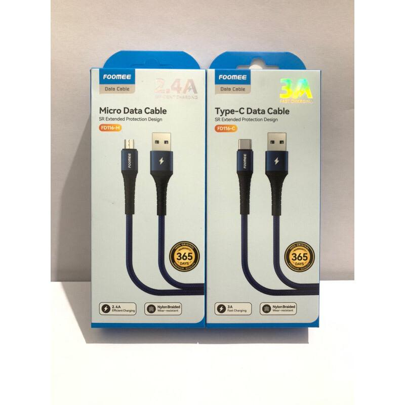 Foomee kabel data FD116-M micro/FD116-C Type-C/FD116-L LIGHTING data cable 3A fast charging