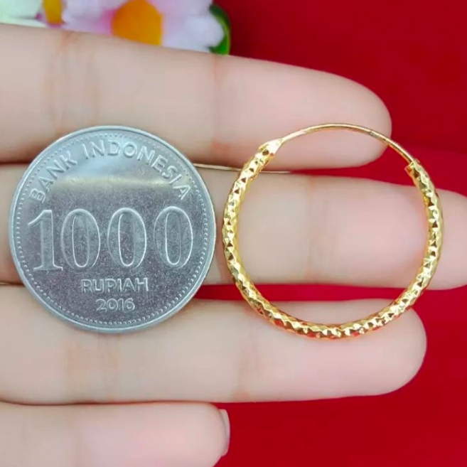 Titaniu, Anting Gipsy Perhiasan Imitasi Lapis Emas 18K Anti Luntur