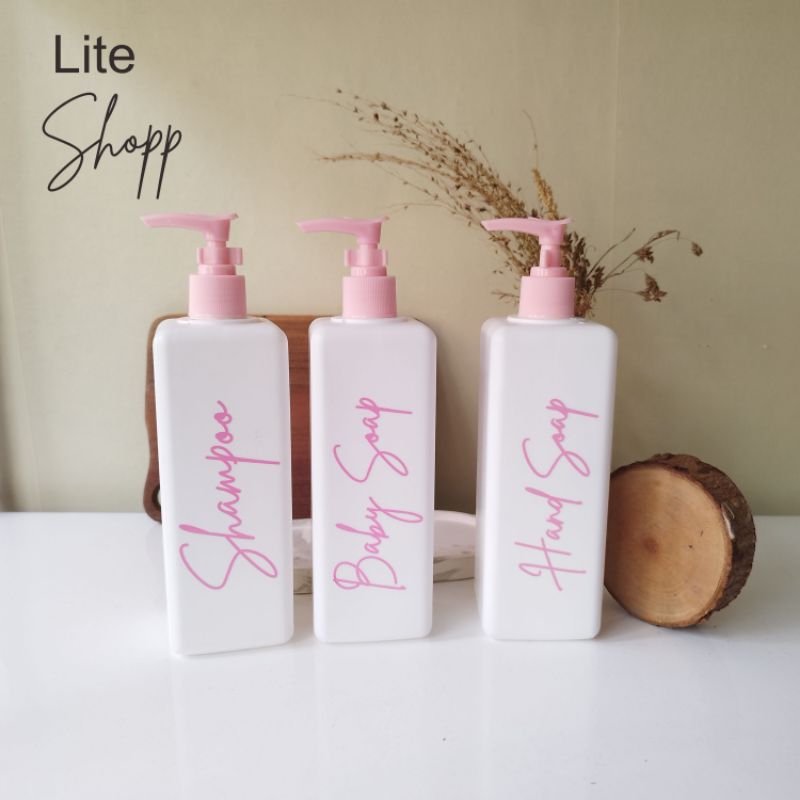 Botol Sabun cair Aesthetic 500ml PUTIH PINK KT DOFF
