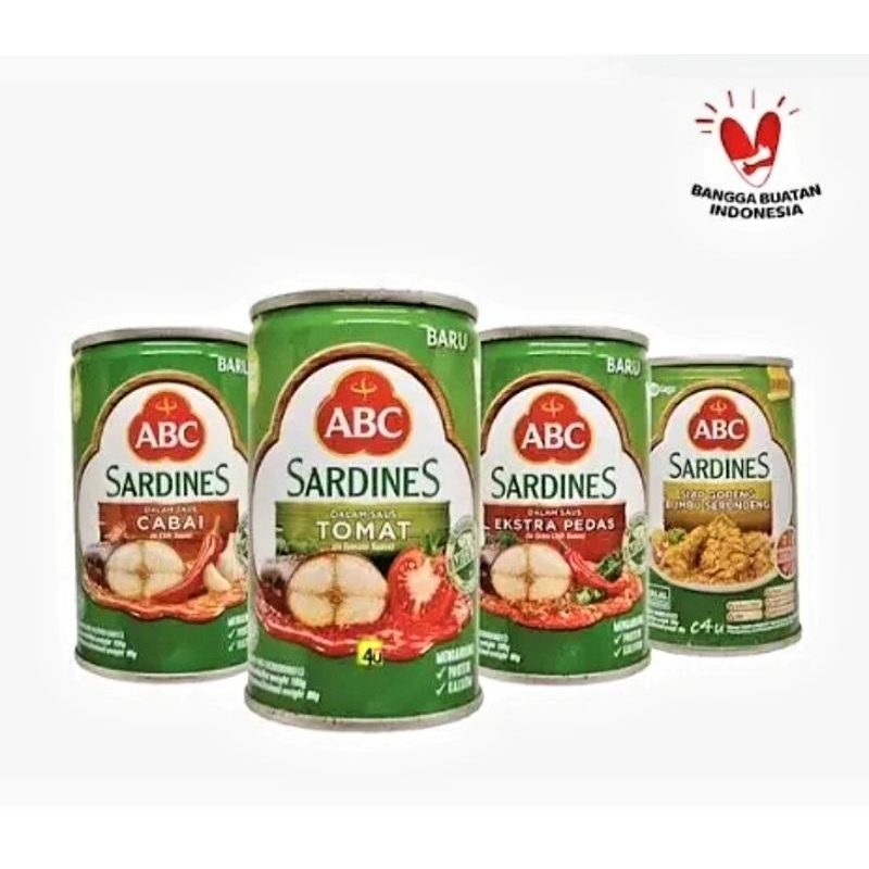 

ABC Sarden saus Tomat/ Cabai/Extra Pedas/ serundeng 155 gr