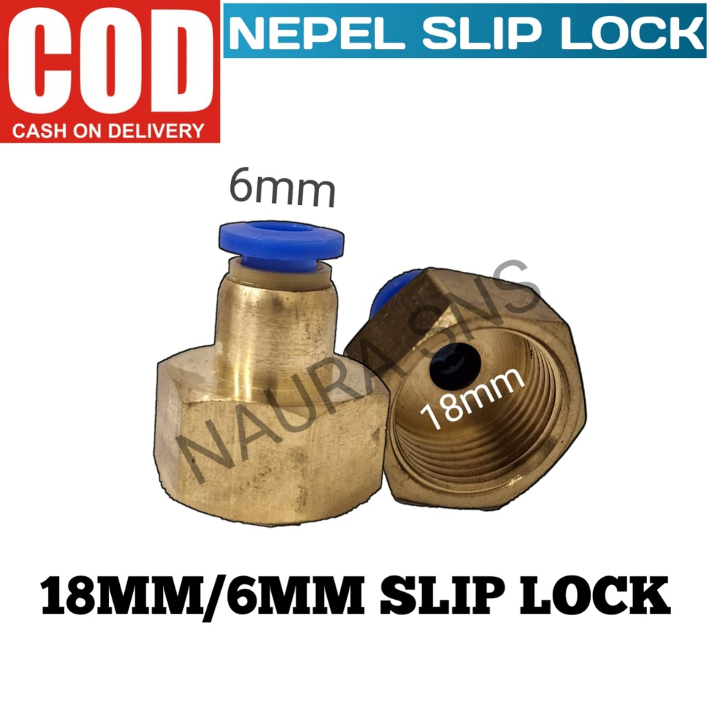 FITTING PNEUMATIC SLIP LOCK MALE 18MM NEPEL SLIP LOCK SELANG PU 6mm