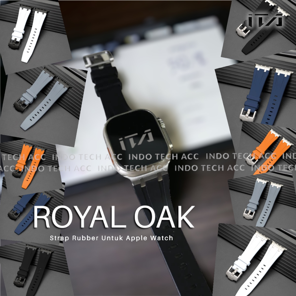 Tali Jam Apple Watch Ultra 1 / Ultra 2 / 9 / 8 / 7 / 6 / 5 / 4 / 3 / 2 / 1 / SE1 / SE2 Strap Rubber AP Royal Oak - Strap iWatch 49mm/45mm/44 mm/42mm/41mm/40 mm/38mm - Bracelet - Loop - Band - Tali jam tangan Elegan Minimalis Sporty