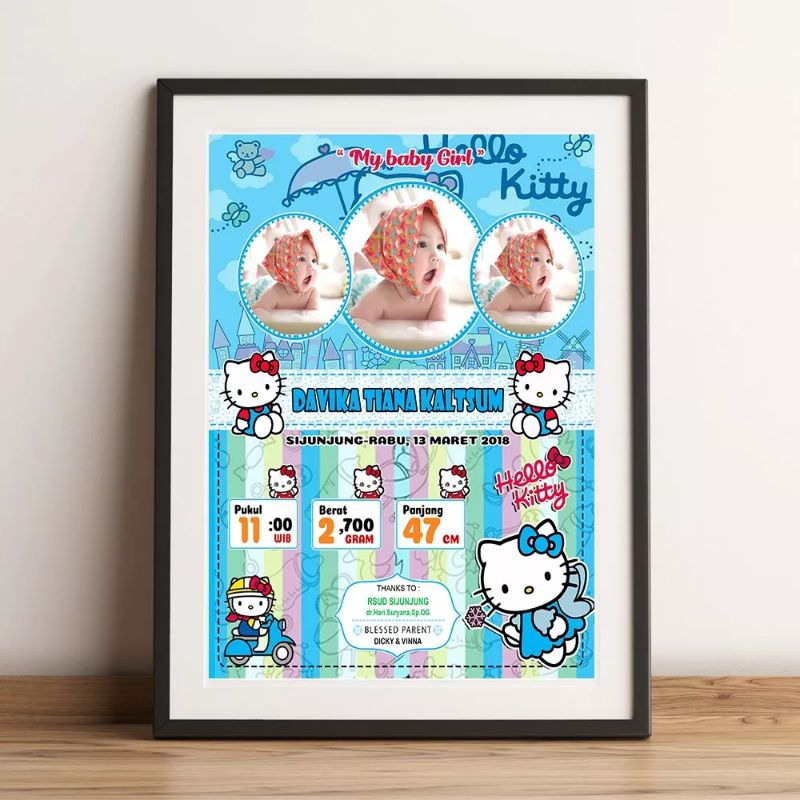 DESAIN NEWBORN/BIODATA ANAK [CETAK/CETAK+BINGKAI]