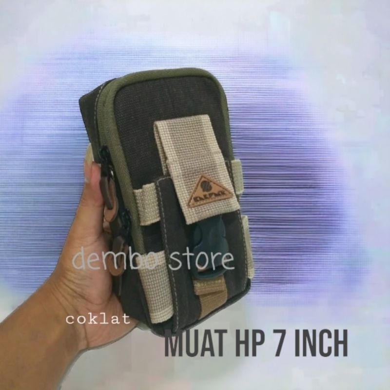 Tas HP Tactical Bahan Kanvas Denim Tas HP 7 inchi Sling Pouch Tas Kanvas Tas HP Pria