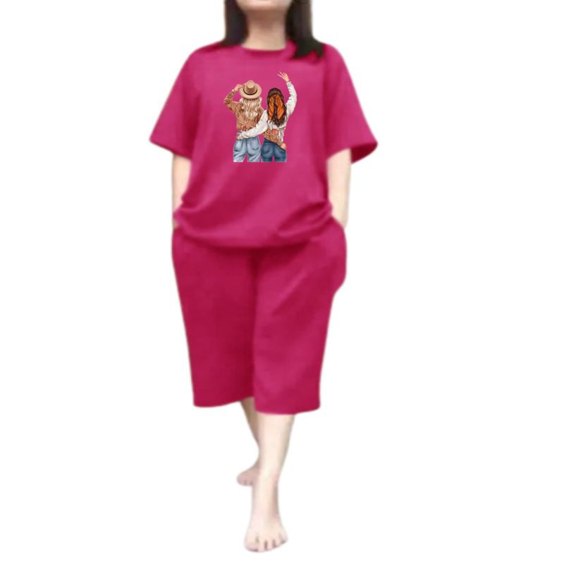 Baju Setelan Wanita Dewasa Jumbo Ld 115 Cm One Set Baju Kaos dan Celana