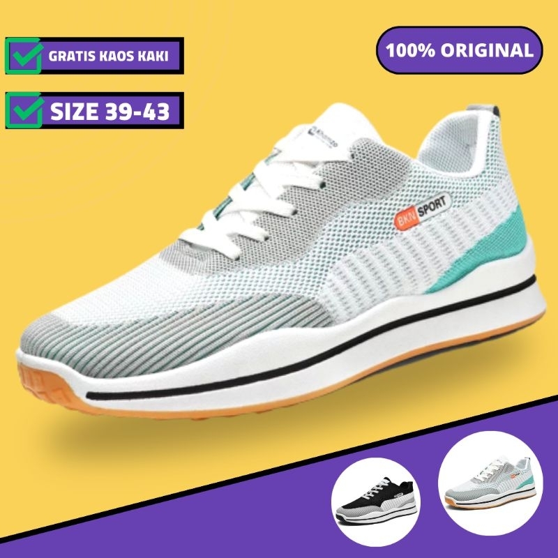 Sepatu Pria Olahraga Sneakers Sport Original 100% Import Putih Hitam