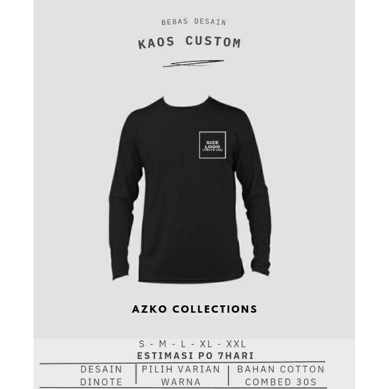 kaos Custom Polos lengan panjang Bebas Desain / custom Kaos  Cotton Combed 30s/ Kaos Sablon request 