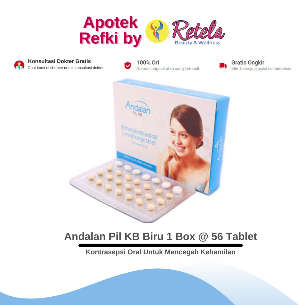 Andalan Pil KB Biru 1 Box @ 56 Tablet / Kontrasepsi Oral Untuk Mencegah Kehamilan