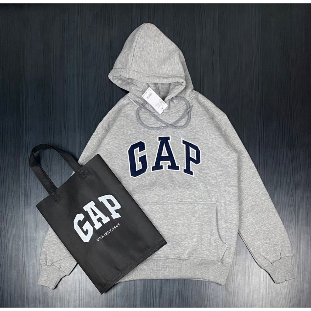 Sweater Hoodie GAP Bordir Abu Misty Fleece Cotton Taiwan Premium L XL Hoodie Dewasa Original Distro