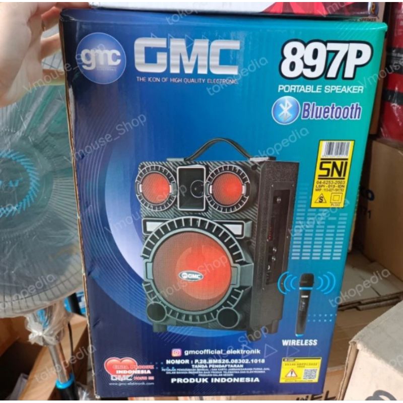 SPEAKER GMC 897P - GMC 897P SPEAKER BLUETOOTH - SPEAKER BLUETOOTH GMC - GMC 897P FREE 1 MIC WIRELESS
