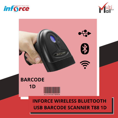 INFORCE WIRELESS BLUETOOTH USB BARCODE SCANNER T88 1D