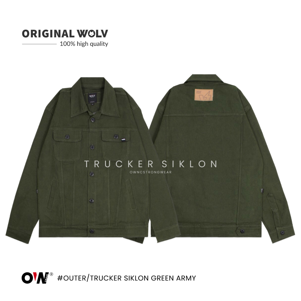 WOLV - Jaket Kanvas Green Army Denim Original Wolv Pria Wanita Terbaru 2023