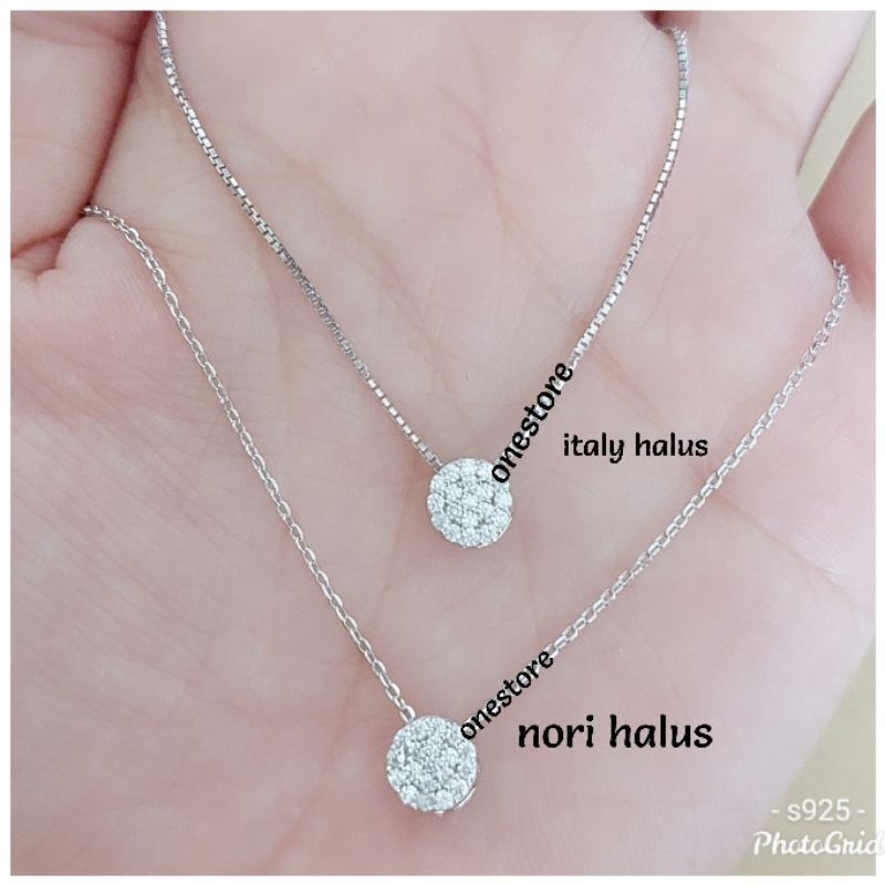 Onestore_silver _ Kalung liontin koin perak 925 lapis mas putih