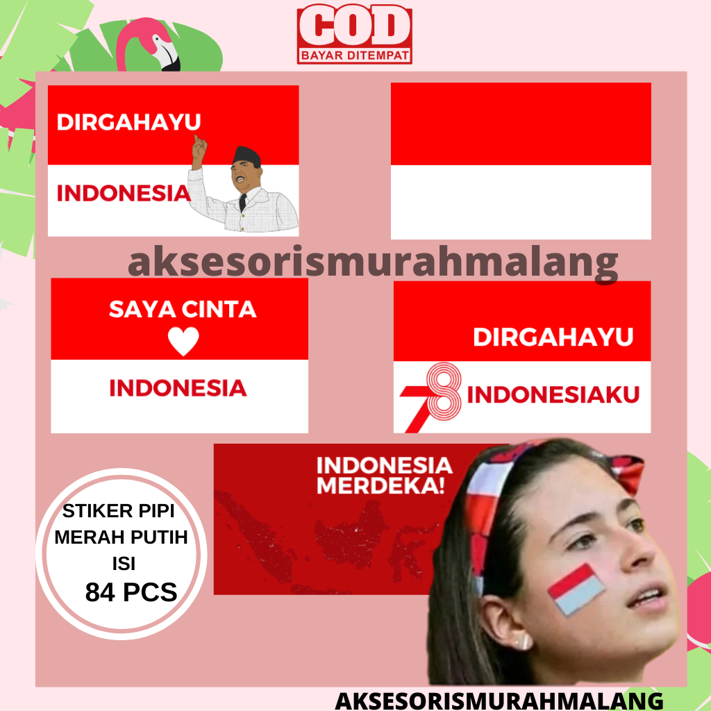 

84 PCS STIKER PIPI / STIKER PIPI MERAH PUTIH (belum dipotong)