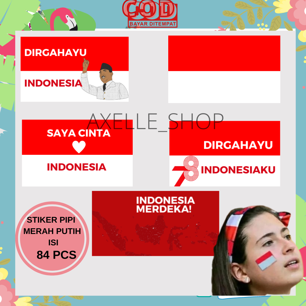 

(84 PCS) STIKER PIPI / STIKER PIPI MERAH PUTIH (belum dipotong)