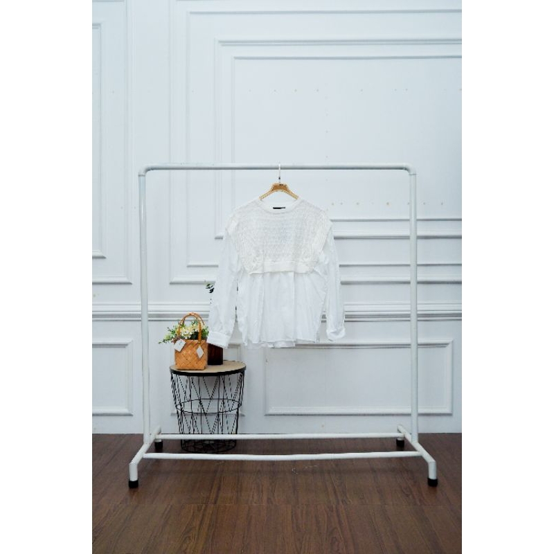 Zara women blouse kombinasi katun rajut ld 120