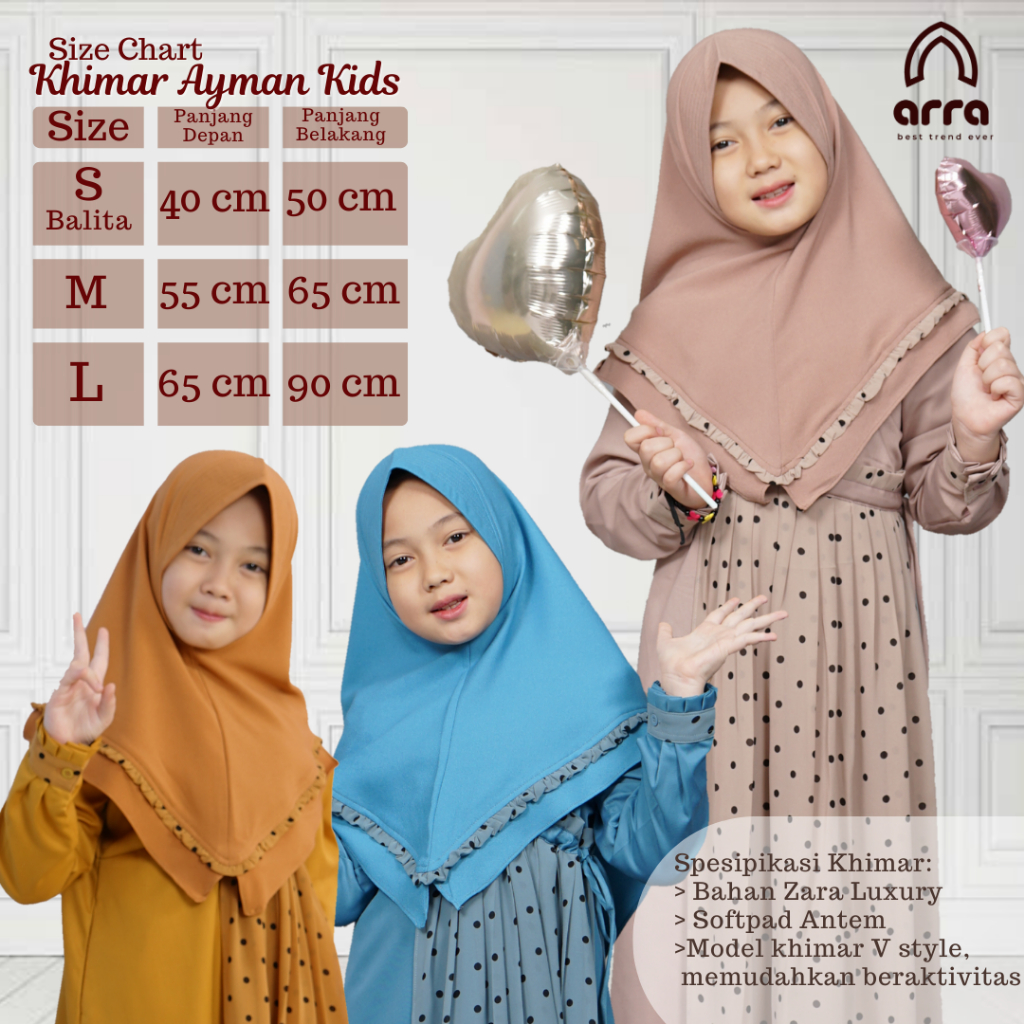 Arra Ayman Sarimbit Set Keluarga (Koko, Gamis, Kerudung) Warna Choco Fashion Muslim Dewasa Anak Bahan Ceruty Baby Doll Size XS S M L XL XXL 3XL 4XL (Grosirbajukoko)