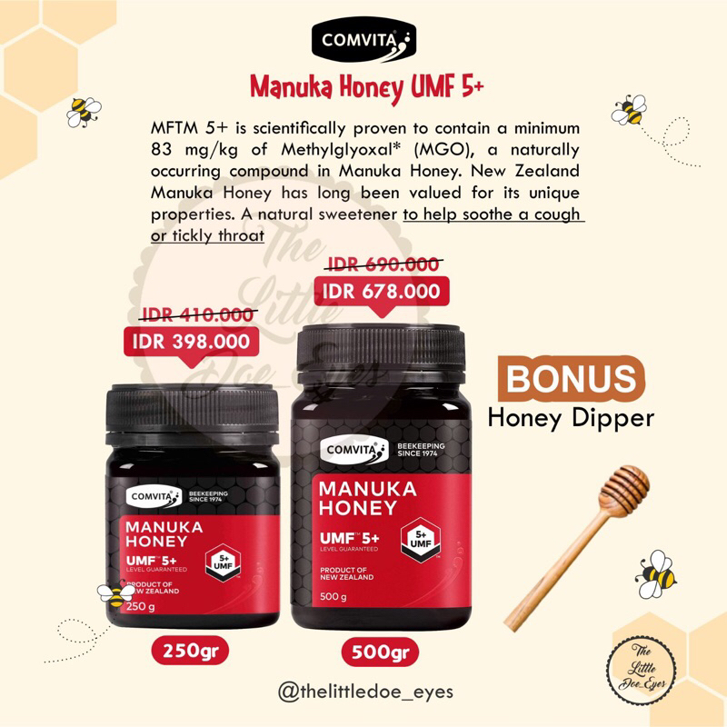 

Comvita Manuka Honey UMF 5+ 250gr / 500gr BONUS Honey dipper