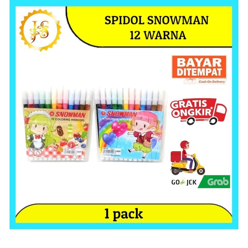 

SPIDOL SNOWMAN WARNA WARNI ISI 12