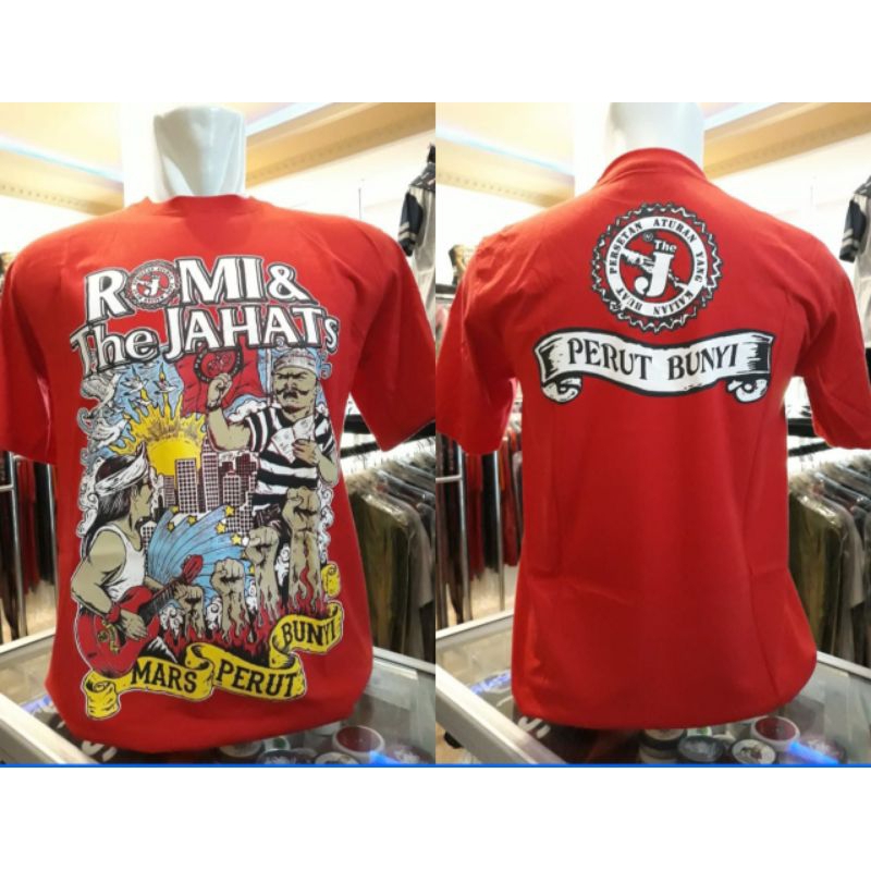 kaos lenggan pendek band punk (ROMI &The JAHAT) mars perut bunyi