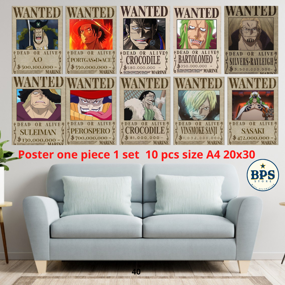 POSTER 1 SET ONE PIECE BOUNTY -  POSTER ANIME ONE PIECE BOUNTY  - HIASAN DINDING - PAJANGAN DINDING