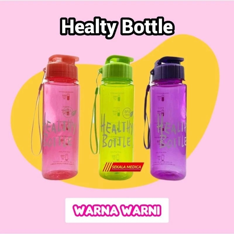 healty bottle flipklik + tali BPA FREE mybottle flipklik bahan tebal ada talinya cocok untuk anak sekolah. aman saat jatuh karena bahan tebal