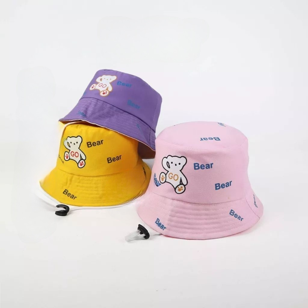 Bucket Anak Go Bear / Topi Anak Laki laki Perempuan 1 - 8 Tahun / Topi Anak Lucu