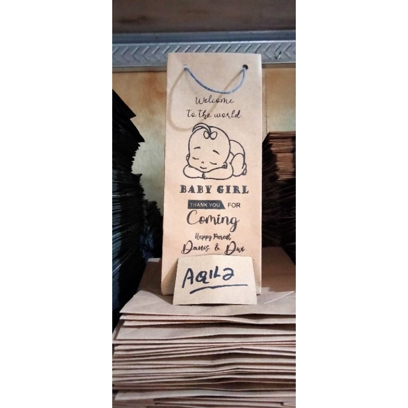 

Paper bag sablon Tumbler botol souvenir tas coklat kertas