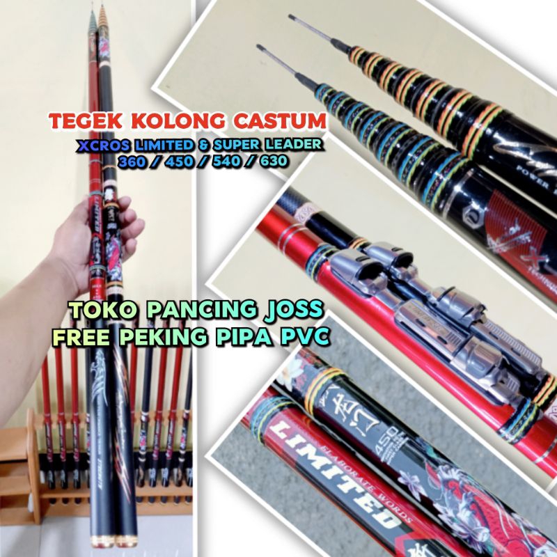 joran tegek kolong xcross Super leader &amp; xcross limited 360 450 540 630 tegek kaku kuat ringan carbon