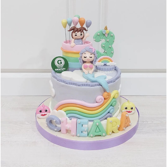 

CAKE TEMA MERMAID DAN BABY SHARK UK 15CM / KUE ULANG TAHUN CUSTOME