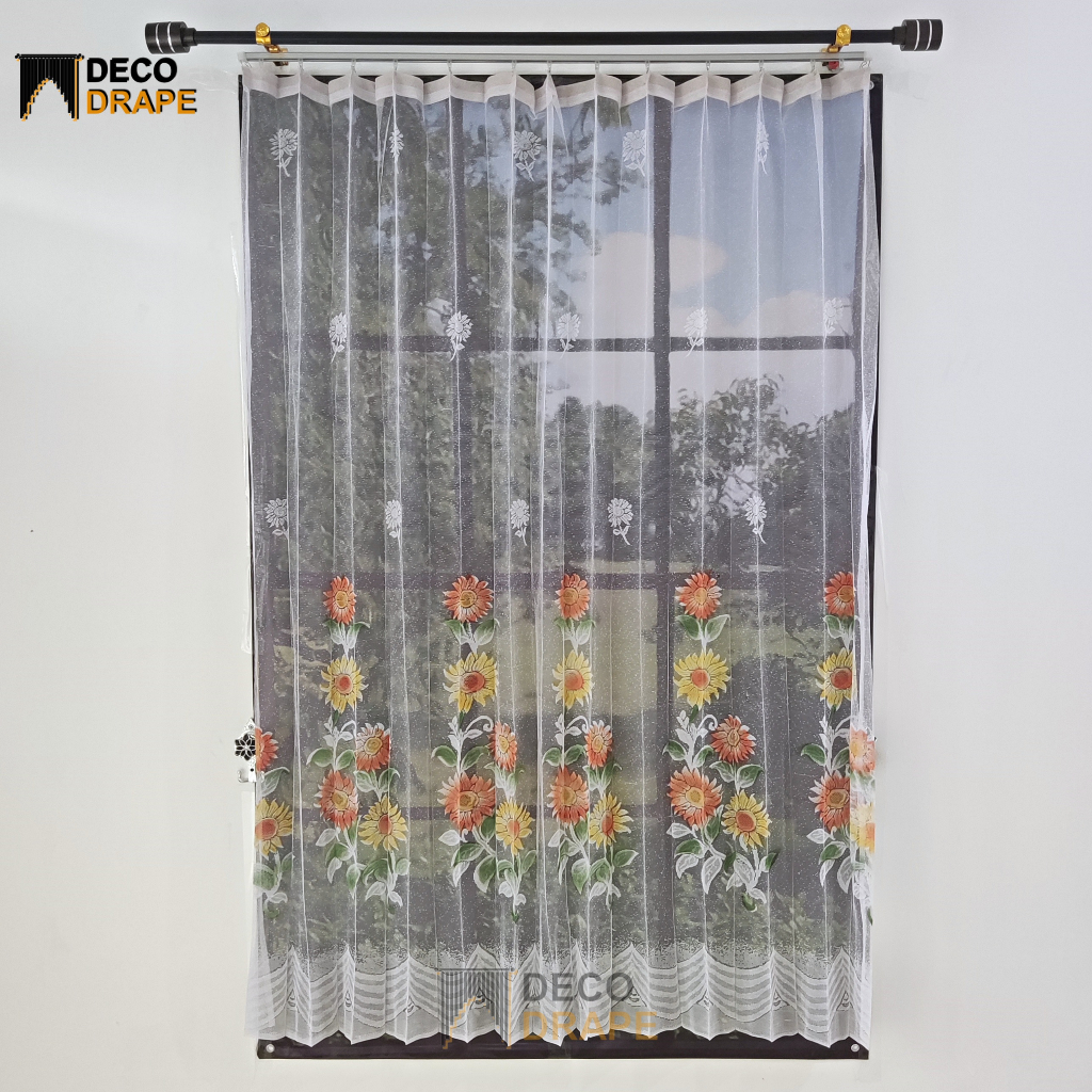 Gorden Vitrase Daleman Hordeng Siang Motif Bunga Matahari Tulip