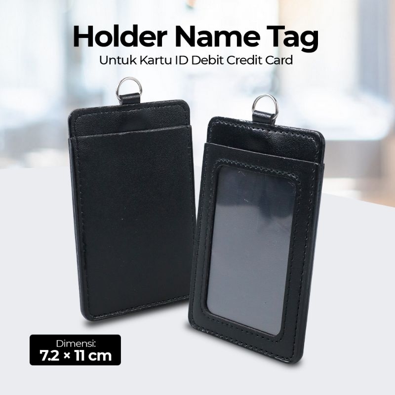 

Kantung Badge Holder Name Tag Kartu ID Debit Credit Card - Black