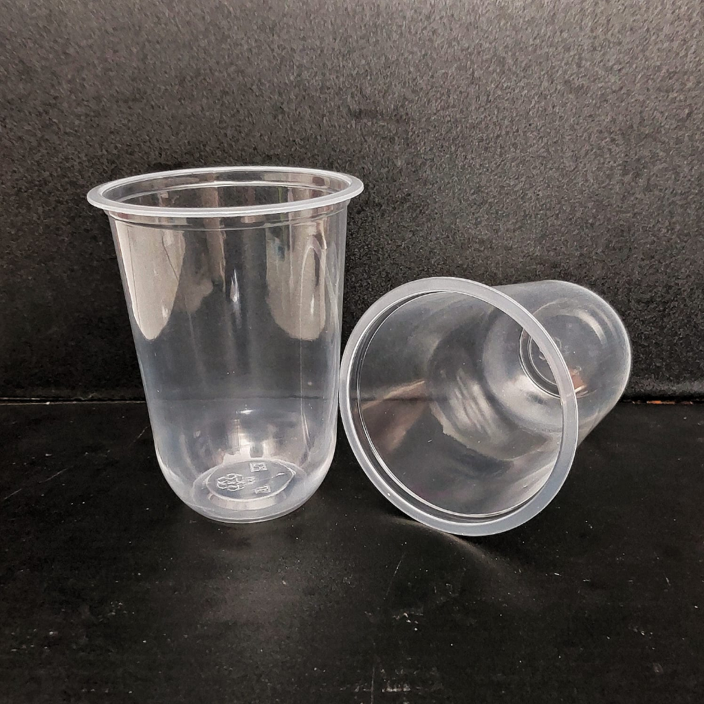 Gelas Plastik cup OVAL PP Merak 14 oz &amp; 16 oz 7 gr